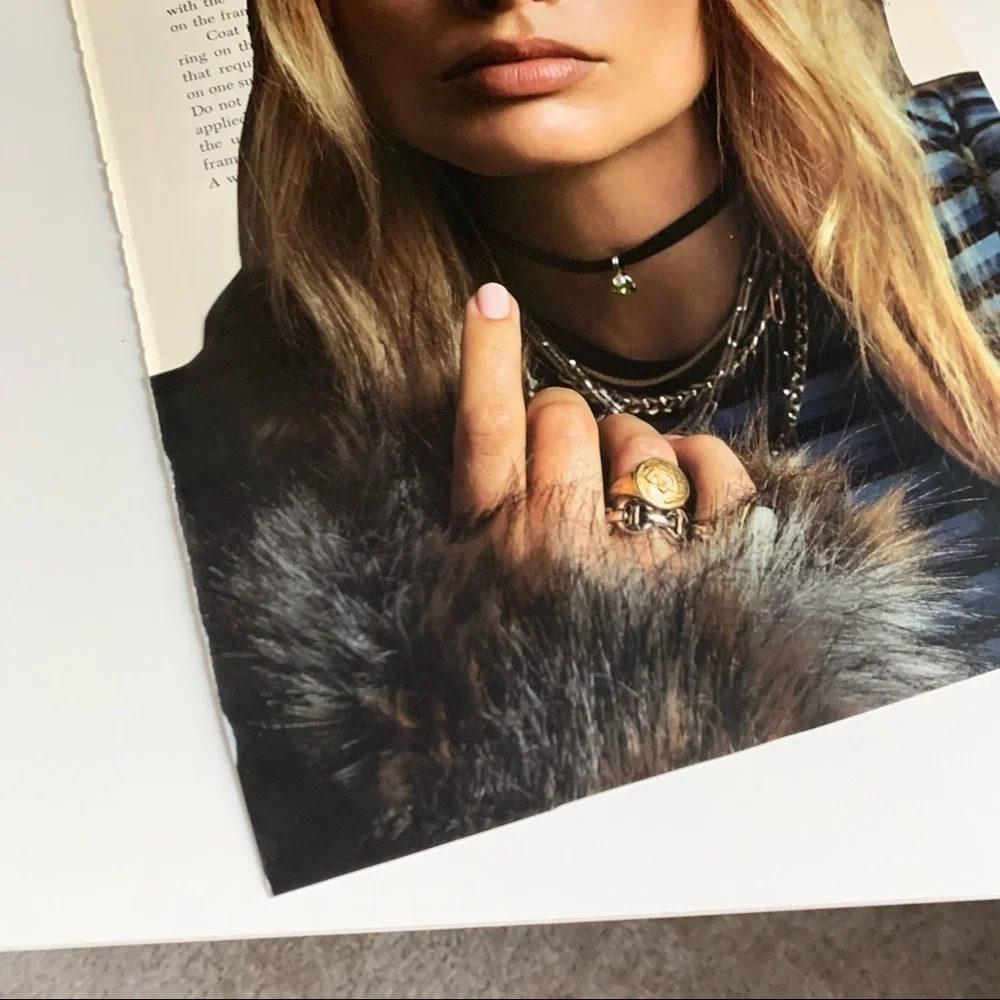 Editorial Collage Wall Art Margot Robbie Blonde Portrait Grunge Chic Aesthetic